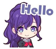 an anime character with long purple hair and blue eyes is featured in the cover of hello magazine