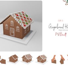 the gingerbread house is made from paper and decorated with icing