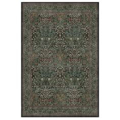 an area rug with many different colors and designs on the carpet, including blue, green,