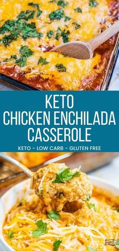 keto chicken enchilada casserole in a white bowl