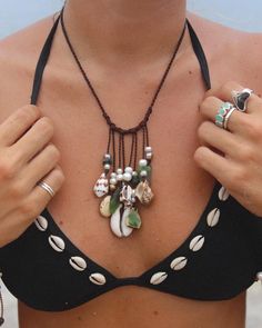 New style alert! 🥥 ULUWATU 🪸a fun, fringey, ocean inspired statement piece A mixture of all the fun things I find on my beach walks: sea glass, sea pottery, shells of all kinds, pebbles, coral fragments, etc. Available now - link in bio How To Make Shell Jewelry, Shell Necklace Ideas, Sea Accessories, Beach Glass Necklace, Lucky Charm Necklace, Beach Walks, Rope Jewelry, Diy For Men