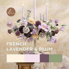 the french lavender and plum color scheme is shown