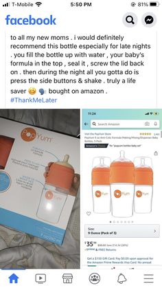 the baby bottle is in its box and it's being posted on facebook