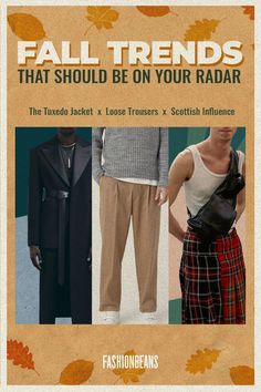 3 Up & Coming Trends for Fall & Winter 2023. The Tuxedo Jacket, Loose Trousers, & Men's Skirts. Would you wear a skirt? Let us know down below! Men's Skirts, Loose Trousers, Tuxedo Jacket