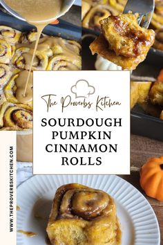 Soft pumpkin cinnamon rolls made with sourdough, topped with caramel glaze for a fall treat. Thanksgiving Morning Breakfast, Starter Discard Recipes, Homemade Sourdough Bread Recipes, Fall Treats Recipes, Sourdough Pumpkin, Thanksgiving Morning, End Of Fall, Sourdough Bread Starter, Pumpkin Treats