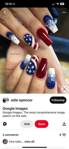 Firework Nails, Flag Nails, Usa Nails, Fancy Nails Designs, 4th Of July Nails, July Nails