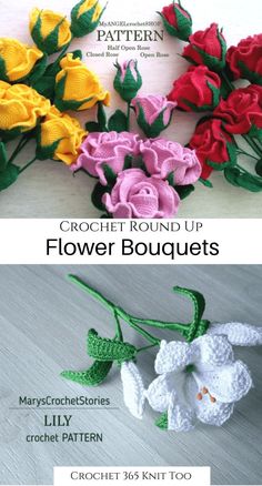 crochet round up flower bouquets