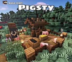 an image of a piggy house in the woods