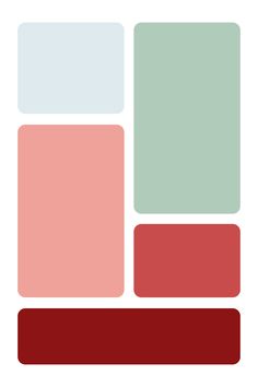 the color scheme is red, green, and white with squares on each one side