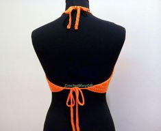 Orange Crochet Top, Crochet Crop Top, Ηalter Top, Bustier Top | Etsy Fitted Orange Crochet Top For Summer, Fitted Orange Crochet Top For Vacation, Orange Crochet Beach Top For Spring, Orange Summer Crochet Top, Orange Crochet Top For Beach And Spring, Orange Bohemian Fitted Crochet Top, Orange Halter Top, Orange Crochet, Top Bustier