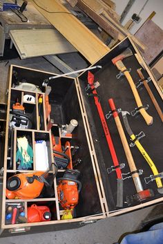 an open tool box filled with lots of tools