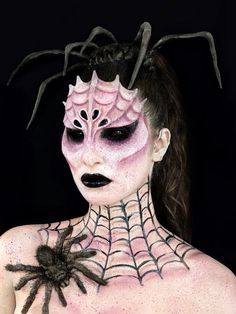 Halloween makeup, spider makeup, horror makeup, sfx makeup, makeup artist, artistic makeup, maquillage fx #halloween #spidermakeup #makeuptransformation #maquillage #sfxmakeupartist Spider Makeup Looks, Spider Makeup Halloween, Halloween Fx Makeup, Horror Makeup Looks, Spiderweb Makeup, Scary Beauty, Halloween Fx, Spider Costume