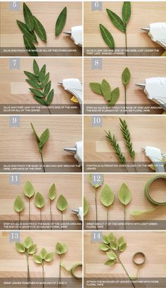 step by step instructions on how to make fake leaves