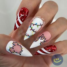 Disney Christmas Nails, Disneyland Nails, Disney Nail Designs, Mickey Nails, Holiday Nails Winter, Light Nails