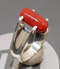 Natural Dark Deep Red Coral Marjan Ring Mens Coral Rings Women Coral Rings gift | eBay Coral Rings, Coral Stone Ring, Rings Women, Coral Ring, Ring Mens, Coral Stone, Natural Coral, Deep Red Color, Argentium Silver