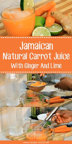 the cover of jamaican natural carrot juice with ginger and lime