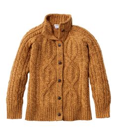 Truly timeless, this mockneck cardigan features a blend of marled yarns specially selected for its exceptional warmth, plush feel and easy care. Falls at hip. Slightly Fitted: Softly shapes the body. Soft blend of 50% wool, 40% nylon and 10% alpaca wool. Machine wash, dry flat. Fisherman-inspired style with traditional cables and ribbed trim. Button-front placket. Imported. Fit: Slightly Fitted | Women's 1912 Heritage Wool Blend Mockneck Cardigan Sweater, Wool/Nylon Classic Wool Oversized Cardigan, Classic Wool Single-breasted Cardigan, Brown Wool Cardigan With Pockets, Elegant Brown Merino Wool Cardigan, Oversized Brown Wool Cardigan, Wool Sweaters Womens, Warm Cardigan, Style Cardigan, Kids Outerwear