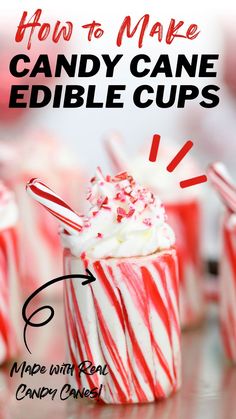 how to make candy cane edible cups made with real candy canes and marshmallows