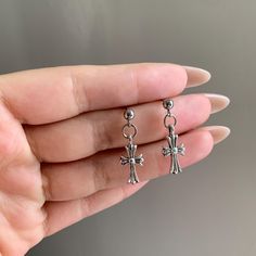 - These Cross Stud Earrings are perfect for anyone looking to add a hint of Gothic Punk Vibe to their look. - Hypoallergenic Surgical 316L Stainless Steel Earrings, friendly to people with sensitive skin. 💕 - The cross charms are made of alloy, when not in use, please keep them in a sealed bag.  - Lightweight metal, comfortable to wear, excellent quality! -Shipping: All orders will be shipped out within 1-2 business days after the order has been received. Ship from New York, United States. USPS Streetwear Dangle Pierced Earrings, Streetwear Dangle Earrings, Hypoallergenic Punk Dangle Earrings, Hypoallergenic Dangle Earrings In Punk Style, Punk Style Drop Earrings For Pierced Ears, Punk Dangle Earrings For Streetwear, Punk Style Drop Plug Earrings, Punk Drop Plug Earrings, Punk Style Plug Drop Earrings Gift