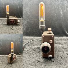 an old fashioned camera has been turned into a light