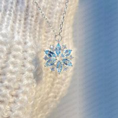 Snowflake Blue Topaz Necklace for Women White Gold Finish - Etsy Snowflake Jewelry Set, Snowflake Pendant Necklace, Blue Snowflake Sterling Silver Necklace, Gold Snowflake Necklace, Snow Necklace, Frozen Necklace, Necklace Snowflake, Snowflake Ring, Butterfly Photography