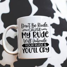 Outrude Your Rude Coffee Mug Funny Humor Cartoon Gift for Her Him Present Birthday Holiday Mug 11oz Perfect for coffee, tea and hot chocolate, this classic shape white, durable ceramic mug comes in the most popular size. High quality sublimation printing makes it an appreciated gift to every true hot beverage lover. .: White ceramic .: 11oz (0.33 l) .: Rounded corners .: C-Handle .: Lead and BPA-free Funny And Rude Christmas Gifts, Rude Christmas Mugs, Horrible Mugs, Funny Christmas Mugs Hilarious, Rude Gifts For Friends, Present Birthday, Holiday Mug, Cartoon Gift, Coffee Mug Funny