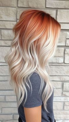 Best Hair Color For Blondes, Platinum Blonde And Orange Hair, Dark Copper Blonde Hair Color, Copper Hair With Fashion Colors, Light Brown Hair With Vivid Color, Unique Hair Color Combinations, Blonde Colorful Hair, Hair Colors For Hazel Eyes And Fair Skin, Red Root Smudge