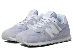 New Balance Classics WL574v2 - Women's Running Shoes : Violet Haze/White : Kick it in a timeless look with the New Balance Classics 574v2-USA sneakers. Nothing looks cleaner than a pair of 574 sneakers from New Balance Classics! Casual shoes with suede and mesh or textile uppers in a sporty silhouette. Suede and mesh or textile uppers in a sporty silhouette. Foam-padded collar and tongue. Soft linings and a removable foam insole provide all-day comfort. Traditional lace-up closure. TPU heel inse Summer Vision, New Balance Classics, Custom Shoes Diy, Shoes Diy, New Balance 574, Women's Running Shoes, Shoe Inspo, New Balance Women, Fit Ideas