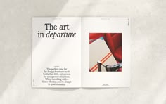 an open book with the title'the art in departure '