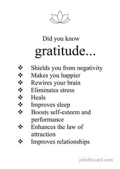 a poem with the words, did you know gratitude? shields you from negative