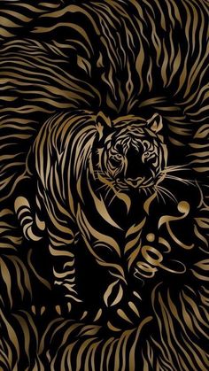 a tiger is shown in gold and black