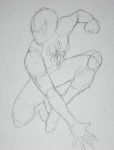 a drawing of a spider man crouching down