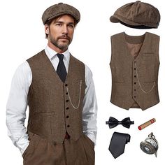 Season:All Seasons; Look After Me:Washable,Wet and Dry Cleaning; Gender:Men's; What's in the box:Cravat,Vest,More Accessories,Hat; Types:Outfits,Waistcoat; Holiday:Halloween,Carnival,New Year,Masquerade; Style:1920s,Roaring 20s,Retro Vintage; Elasticity:Inelastic; Occasion:Carnival,Masquerade,Party / Evening; Material:Polyester; Age Group:Adults'; Characters:Gentleman,Gangster; Listing Date:06/07/2024; Clothing Length:; Bust:; Shoulder Width:; Waist: Retro Look For Men, 1940s Mens Formal Wear, 1920s Fashion Men Party, Harlem Nights Attire Men, 1920s Men Outfit, 1920s Mens Evening Wear, Roaring 20s Men Outfit, Men 1940s Fashion, 1920s Party Outfit Men