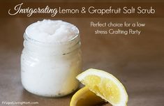 Recipe for Citrus Salt Scrub | Frugal Living Mom Diy Spa Gifts, Crafting Party, Salt Scrubs, Lemon Coconut, Lemon Salt, Grapefruit Essential Oil, Citrus Oil, Diy Spa, Salt Scrub