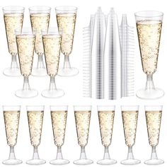 PRICES MAY VARY. [GREAT VALUE PACKAGE]: You'll receive 200pcs 5.5oz disposable champagne glasses. It's enough for a big party. Keep some plastic champagne flutes at home and use them whenever you need. [HIGH QUALITY MATERIAL]: Champagne flutes plastic are made of premium food grade heavy duty plastic, which are crystal clear, durable, non-toxic, odorless, 100% BPA free and recyclable. [STRONGER & NO MESS] : Compared with traditional glass wine glasses, plastic champagne glasses are stronger and Mimosa Glasses, Disposable Champagne Flutes, Mimosa Champagne, Plastic Champagne Glasses, Cocktail Cups, Gold Champagne Flutes, Wedding Toasting Glasses, Plastic Champagne Flutes, Plastic Wine Glasses