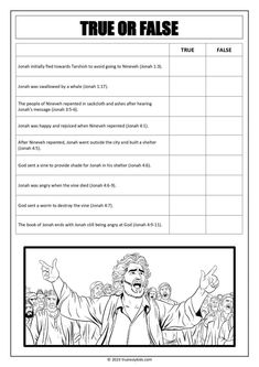 the bible worksheet for kids to learn true or false