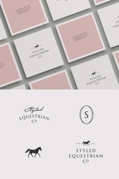 Square business card design and logo designs for classic, minimal horse riding apparel brand, Styled Equestrian Co. Classy Business Cards, Wix Website Design, Elegant Logo Design, Art Plan, Modern Business Cards Design, Make Your Logo, Custom Website Design, Elegant Logo, Visual Branding