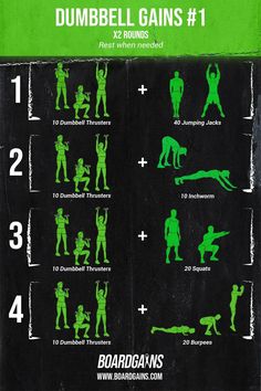 a poster with instructions on how to do dumbbell gains