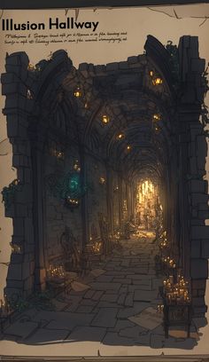 an image of a hallway with candles lit up