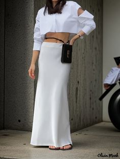 White Midi Skirt, White Midi, Skirt Skirt, White Skirt, Color Fabric, White Skirts, Olivia Mark, A Line Skirt, Long Skirt