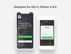 two iphones with the text, designed for iphone x & 8