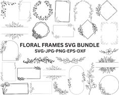 floral frames svg bundle with flowers and leaves