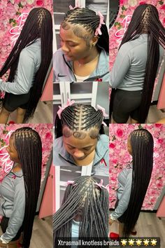 Medium Braids Parting, Knotless Braids Knee Length, Creative Braid Styles, Parting Map For Smedium Braids, Colored Feed In Braids, No Claw Clip Hairstyles Box Braids, Claw Clip Hairstyles On Box Braids, Extra Small Knotless Braids Long, Knowles’s Box Braid Hairstyles