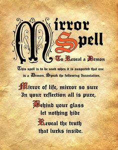 Mirror Spell, Charmed Spells, Book Ads, Witchcraft Books