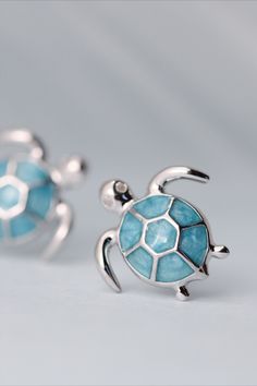 blue turtle stud earrings Everyday Stud Earrings, Blue Turtle, Everyday Earrings Studs, Cute Turtle, Turtle Design, Stud Style, Animal Earrings, Sterling Silver Stud Earrings, Color Stone