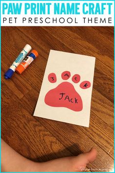 a paw print name craft for preschool and homeschool students to use with their handwriting