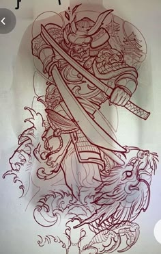 Samurai Back Tattoo, Tato Irezumi, Japanese Warrior Tattoo, Bodysuit Tattoos, Samurai Tattoo Design, Dragon Sleeve Tattoos, Kunst Tattoos, Japan Tattoo Design, Tattoo Zeichnungen