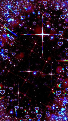 an abstract background with hearts and stars in the center, as if it were from space