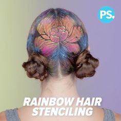 Hair stenciling turns your hair into a canvas for the rainbow design of your dreams. We partnered with Janine Ker of @janine_ker_hair to create a floral, Summer-inspired design. Using stencils you can find at the craft store as well as stencils she handmade using an X-Acto knife and paper, any pattern is possible! The palette of colors includes gold and a pearlescent coral by Joico InstaTint Temporary Color Shimmer Spray ($10) to give it a bright, vibrant look. Diy Makeup Palette, Shimmer Spray, Super Hair, Crazy Hair Days, Rainbow Design, Rainbow Hair, Makati