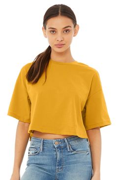 Shop Bella + Canvas 6482 in Mustard & get instant bulk discounts. This 100.00% Cotton Women T-Shirt is often used for Keep It Blank projects by our customers | Ships Fast | Award-Winning Customer Service. Wholesale Clothing Distributors, Oversize Sleeves, Yellow Crop Top, Womens Jersey, Streetwear Style, Long Crop Top, Cropped T Shirt, Crop Top Blouse, Sleeves (women)